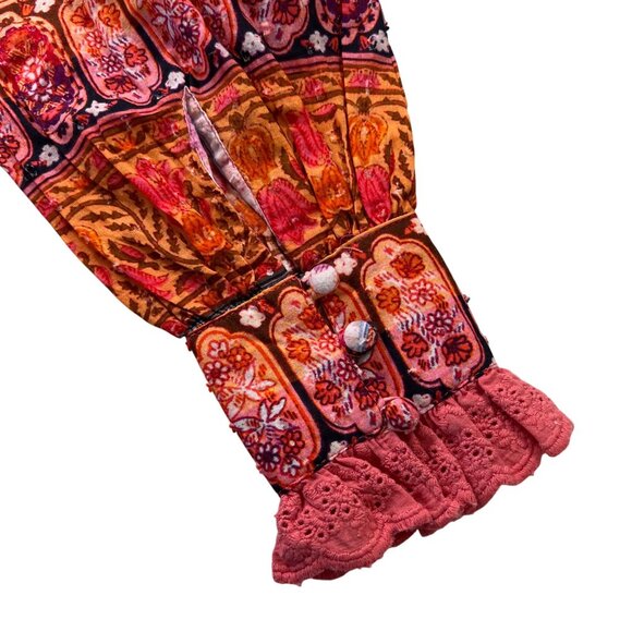 Hale Bob Selena Top in Pink Size Small Boho Bohemian - Picture 9 of 11